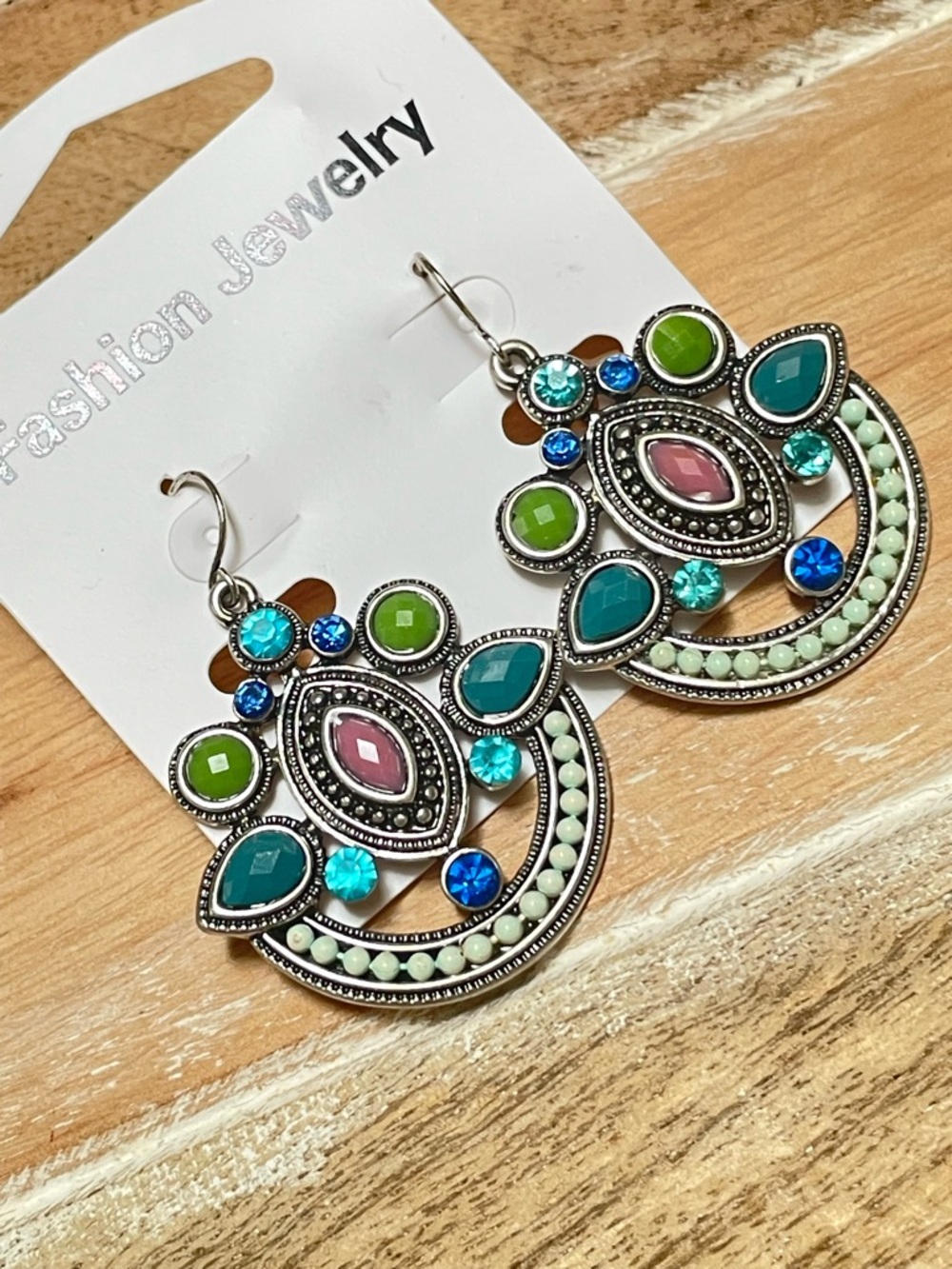 Colorful Gem Teardrop Boho Dangle Earrings